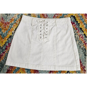 Kendall & Kylie Denim Mini Skirt Size 25 Spice Girl White Cotton Corseted Bratz